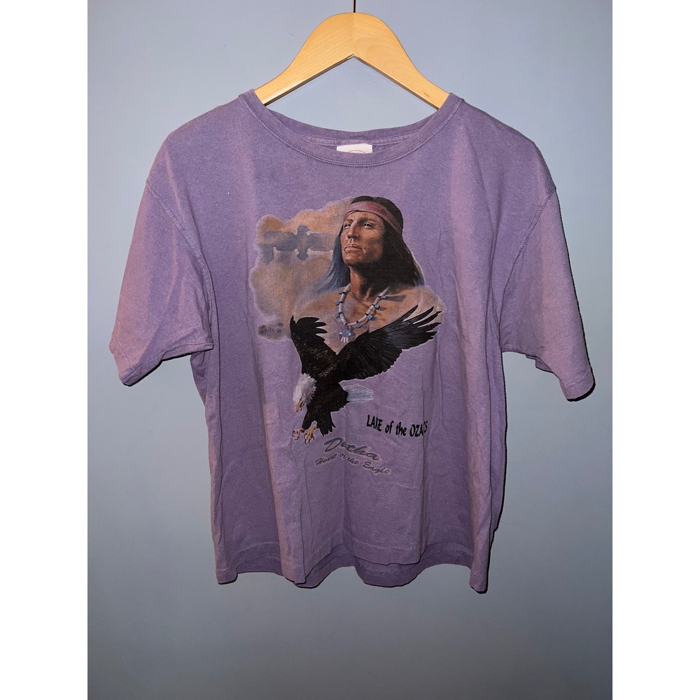 Vintage Delta Ladies Lake of the Ozarks Eagle Native American T-Shirt Purple SM